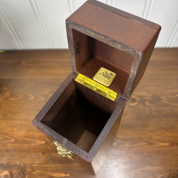 Vintage Wood Gift Box for Wine Bottle Bombay Company Wood Box with Brass Handle - Picture 15 of 15